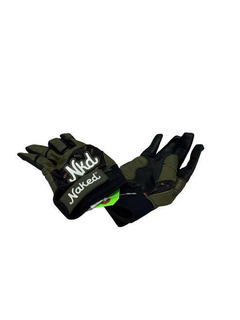 Vist Large View of Product Image Which is Used Naked NKD Bombs Away Adult Short Cuff Batting Gloves Green SM