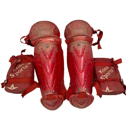 Vist Large View of Product Image Which is Used All-Star LG912PS 9-1 YEAR OLD Catchers Leg Guards Red Youth