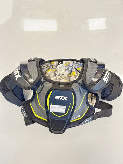 Vist Large View of Product Image Which is Used STX STALLION 200+ Lacrosse Shoulder Pads Black MD