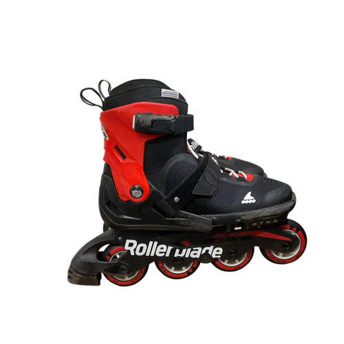 Vist Large View of Product Image Which is Used Rollerblade MICROBLAD ADJ 5-8 Senior Rec Fitness Skates Black Adjustable