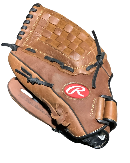 Vist Large View of Product Image Which is Used Rawlings THE MARK OF A PRO BB/SB Glove LH Throw Brown 12 1/2"