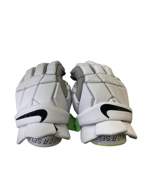Vist Large View of Product Image Which is Used Nike LAX GLOVES Lacrosse Gloves Mens White 15"
