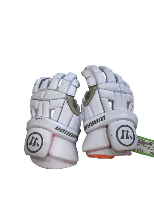 Vist Large View of Product Image Which is Used Warrior BURN GLOVE Lacrosse Gloves Mens White 18"
