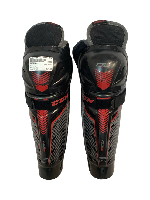 Vist Large View of Product Image Which is Used CCM QLT250 Intermediate Shin Guards Black 11"
