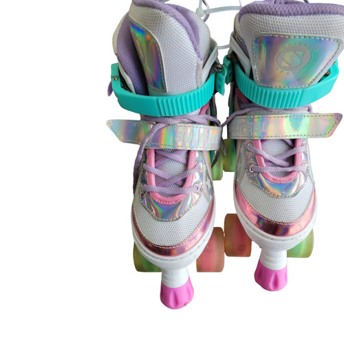 Vist Large View of Product Image Which is Used SULIFEEL RAINBOW ADJ QUAD SKATES 13Y-3JR Child Roller Quad Skates Pink Adjustable