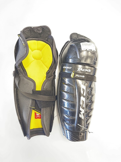 Vist Large View of Product Image Which is Used CCM TACKS 9550 Senior Shin Guards Black 13"
