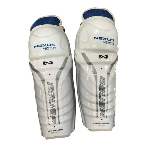 Vist Large View of Product Image Which is Used Bauer NEXUS 4000 Junior Shin Guards White 10"