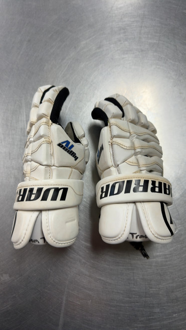 Vist Large View of Product Image Which is Used Warrior HYPNO IV Lacrosse Gloves Mens White 11"