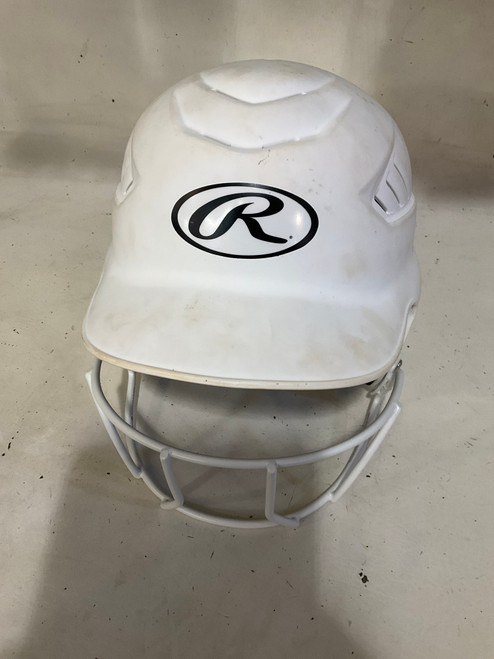 Vist Large View of Product Image Which is Used Rawlings BB HELMET Batting Helmet w/Mask White MD