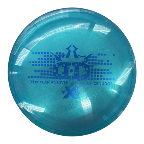 Vist Large View of Product Image Which is Used Dynamic Discs TEN YEAR ANNIVERSARY LUCID ICE JUDGE Disc Golf Putter Royal Blue 174g