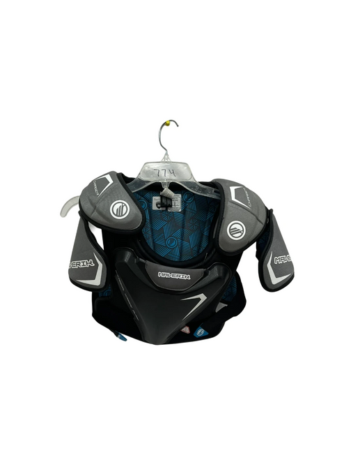 Vist Large View of Product Image Which is Used Maverik Charger EKG Medium Lacrosse Shoulder Pads Black 