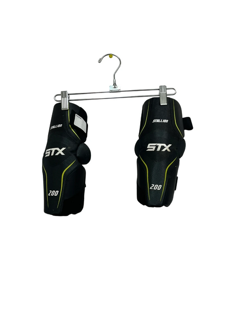Vist Large View of Product Image Which is Used STX Stallion 200 Medium Lacrosse Arm Pads/Guards Black 
