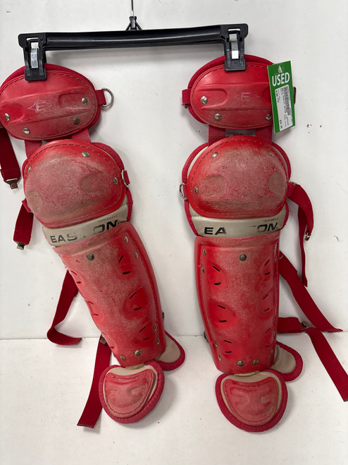Vist Large View of Product Image Which is Used Easton SHINS Catchers Leg Guards Red Youth