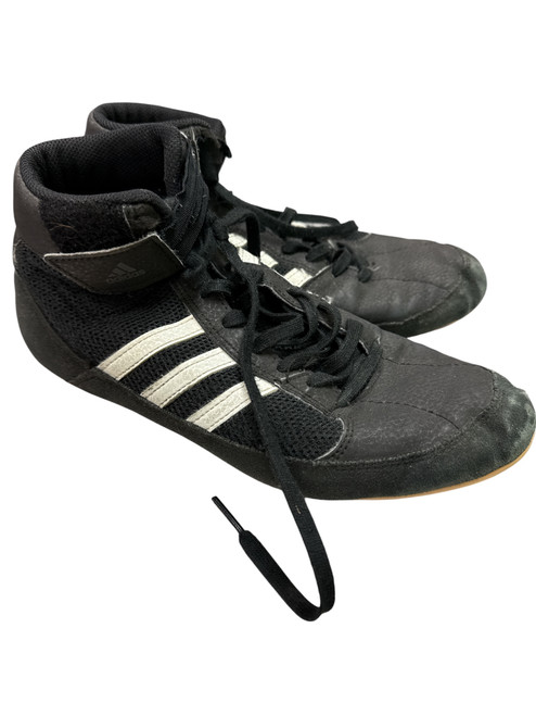Vist Large View of Product Image Which is Used Adidas AQ3325 BLK/WHT SHOES Wrestling Shoes Black Senior 6.5
