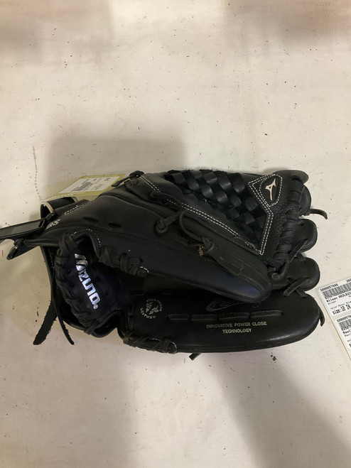 Vist Large View of Product Image Which is Used Mizuno GPL1250F2 RH Throw Fastpitch Gloves Black 12 1/2"