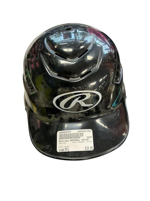 Vist Large View of Product Image Which is Used Rawlings BASEBALL HELMET Batting Helmet No Mask Black M/L