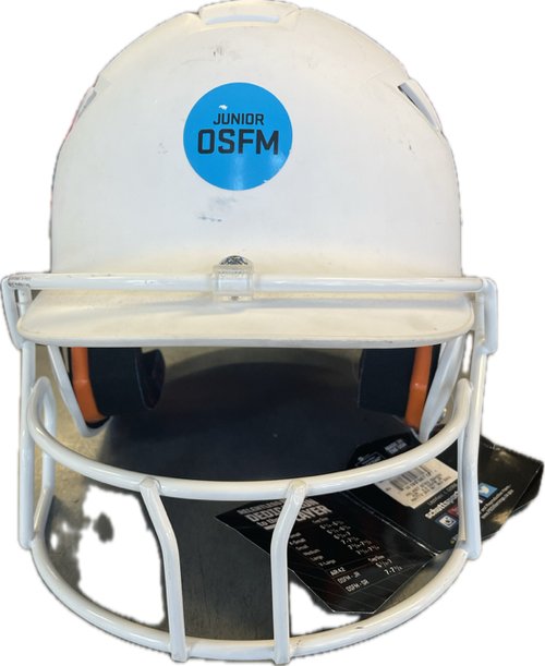 Vist Large View of Product Image Which is Used Schutt WHT W/MASK Batting Helmet w/Mask White One Size