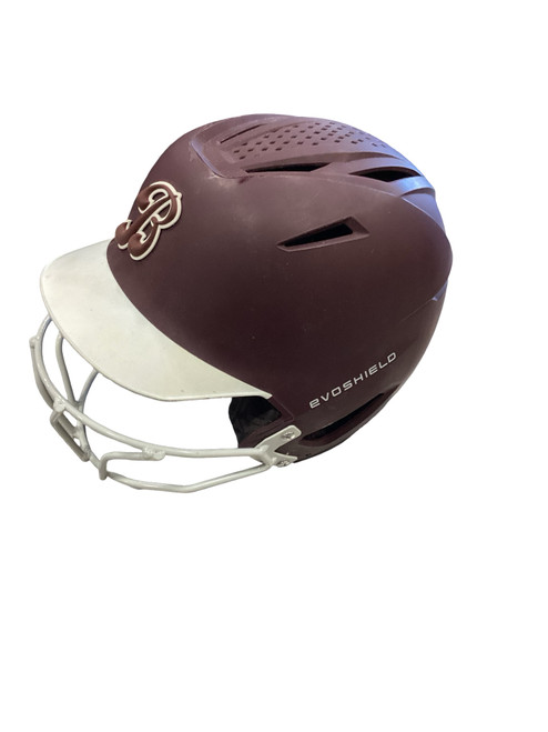 Vist Large View of Product Image Which is Used Evoshield BROWM HELMET W/MASK Batting Helmet w/Mask Maroon SM
