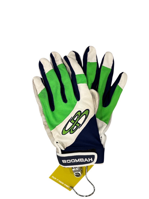 Vist Large View of Product Image Which is Used Bombah BB/SB Batting Gloves Navy Blue And Lime MD