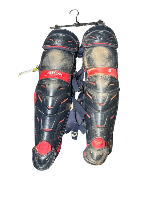 Vist Large View of Product Image Which is Used All-Star DELTA FLEX Catchers Leg Guards Navy Blue Adult