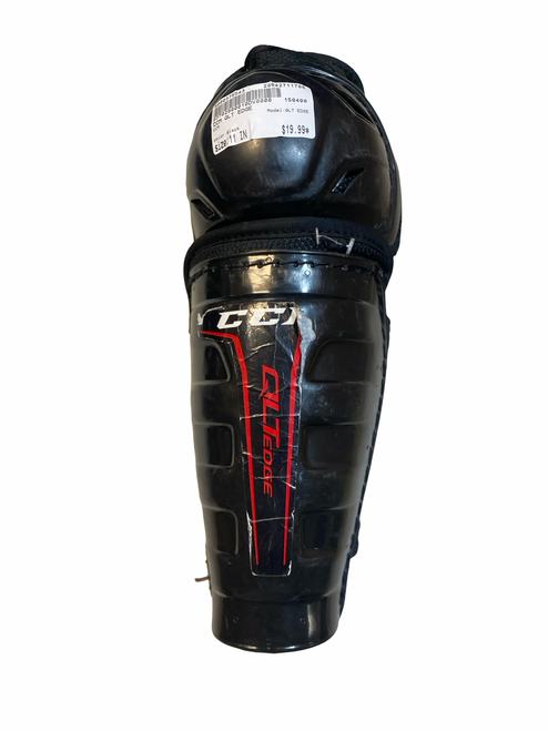 Vist Large View of Product Image Which is Used CCM QLT EDGE Youth Shin Guards Black 11"