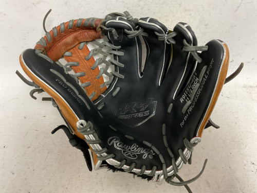 Vist Large View of Product Image Which is Used Rawlings R9 Series R9115U-4BT Baseball Glove RH Throw Brown And Black 11 1/2"