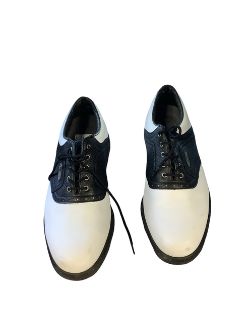 Vist Large View of Product Image Which is Used Foot Joy Mens Golf Shoes White And Black Senior 10.5
