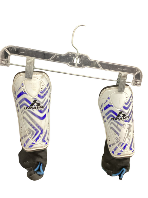 Vist Large View of Product Image Which is Used Brava Soccer Shin Guards Junior White MD