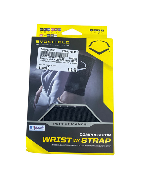 Vist Large View of Product Image Which is Used Evoshield COMPRESSION WRIST W STRAP FB Gloves Navy Blue LG