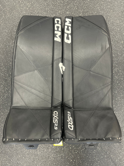 Vist Large View of Product Image Which is Used CCM AXIS 2.9 Goalie Leg Pads Senior Black 34"+1