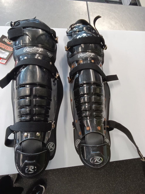 Vist Large View of Product Image Which is Used Rawlings Catchers Leg Guards Black Adult
