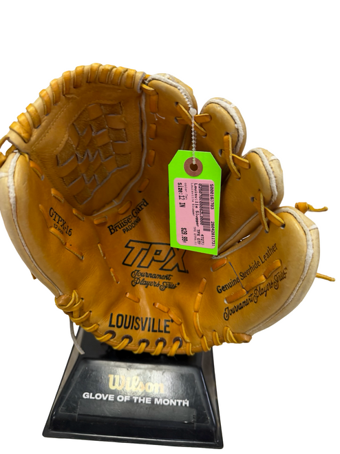 Vist Large View of Product Image Which is Used Louisville Slugger TPX Tournament Player Series GTPX-16 Leather Baseball Glove RH Throw Tan 12"