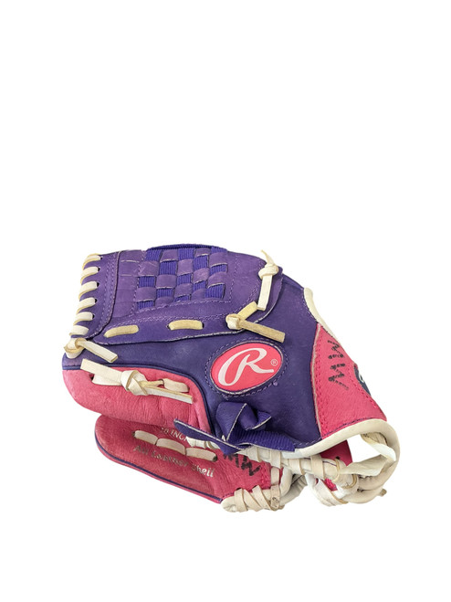 Vist Large View of Product Image Which is Used Rawlings HIGHLIGHT SERIES BB/SB Glove LH Throw Purple 10"