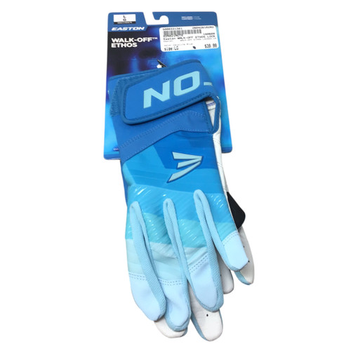 Vist Large View of Product Image Which is Used Easton WALK-OFF ETHOS LOCKED-IN BB/SB Batting Gloves Carolina Blue Adult LG