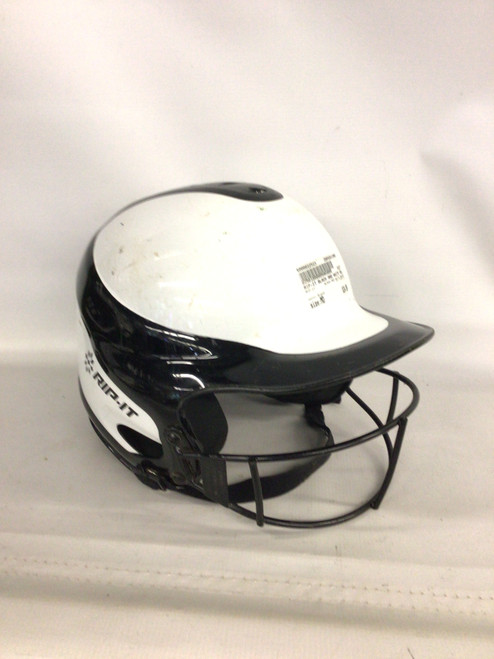Vist Large View of Product Image Which is Used RIP-IT BLACK AND WHITE HELMET Batting Helmet w/Mask Black MD