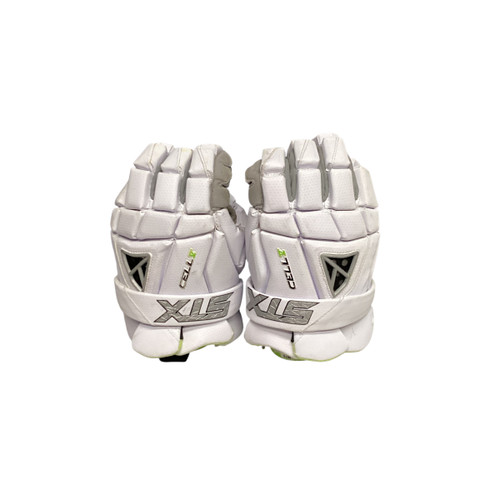 Vist Large View of Product Image Which is Used STX CELL V Lacrosse Gloves Mens White LG