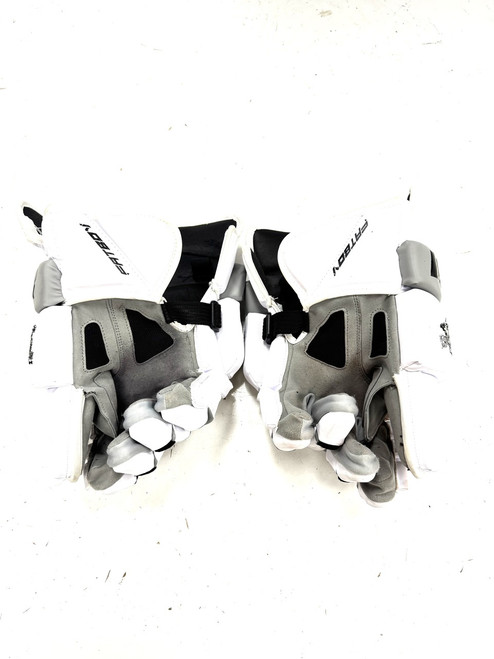 Vist Large View of Product Image Which is Used Warrior FATBOY LAX Goalie Gloves M White XL