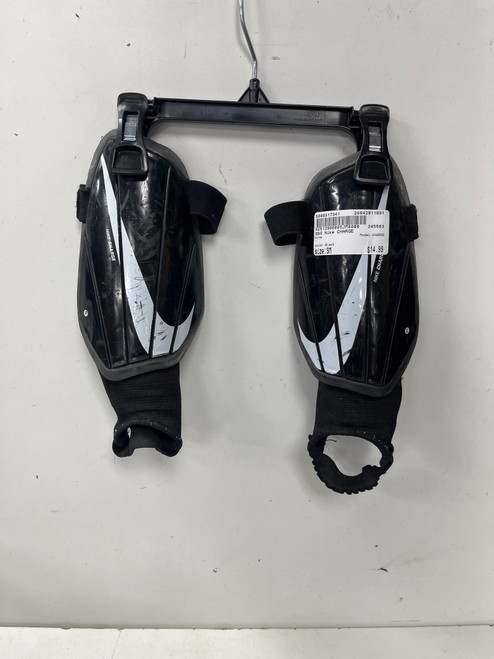 Vist Large View of Product Image Which is Used Nike CHARGE Soccer Shin Guards Youth Black SM