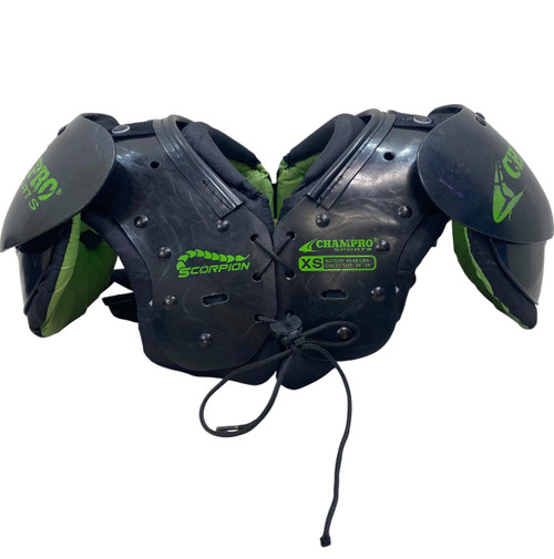 Vist Large View of Product Image Which is Used Champro SCORPION 40-60LBS FB Shoulder Pads Black XS