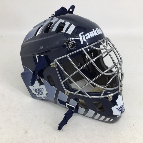 Vist Large View of Product Image Which is Used Franklin GFM1000 JR TORONTO MAPLE LEAF GOALIE St Hcky Goalie Helmet Yth Navy Blue One Size