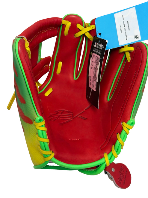Vist Large View of Product Image Which is New Rawlings REV1 X REV204-2XSY Baseball Glove RH Throw Yellow / Red / Green 11 1/2"