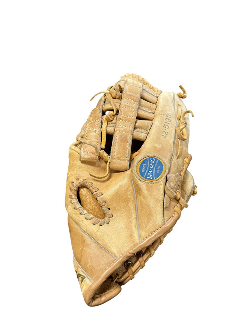 Vist Large View of Product Image Which is Used Spalding THE REBEL BB/SB Glove RH Throw Tan 11 1/2"