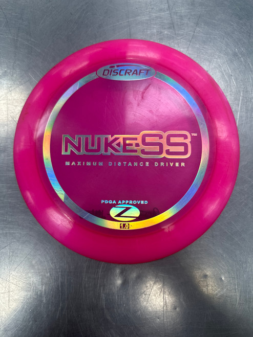 Vist Large View of Product Image Which is Used Discraft ELITE-Z NUKE SS Disc Golf Driver Neon Pink