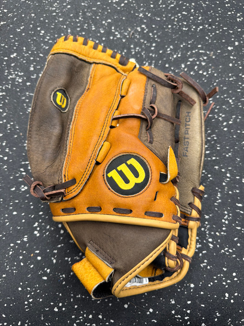 Vist Large View of Product Image Which is Used Wilson A0440 12-BR BB/SB Glove RH Throw Brown 12"