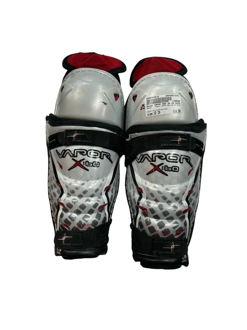 Vist Large View of Product Image Which is Used Bauer VAPOR X60 JR 10 SHIN Youth Shin Guards White/Black/Red 10"