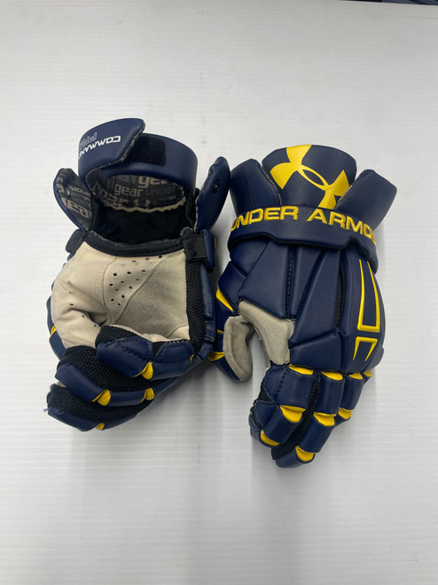 Vist Large View of Product Image Which is Used Under Armour COMMAND PRO Lacrosse Gloves Mens Navy Blue 13"