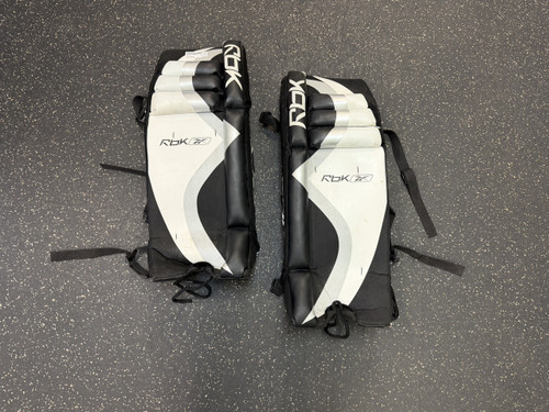 Vist Large View of Product Image Which is Used Reebok STREET Goalie Leg Pads Junior Black 27"