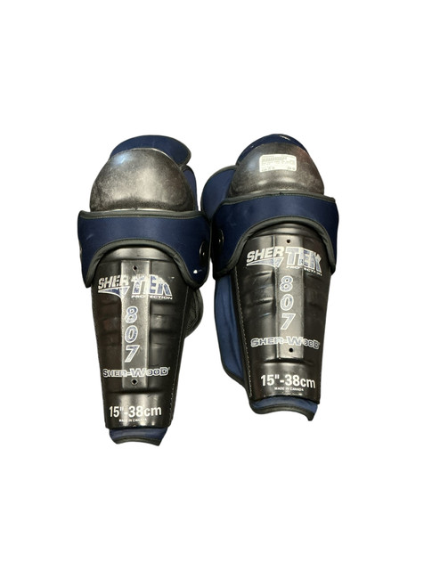 Vist Large View of Product Image Which is Used Sher-wood SHER TEK SHIN GUARDS Senior Shin Guards Black 15"