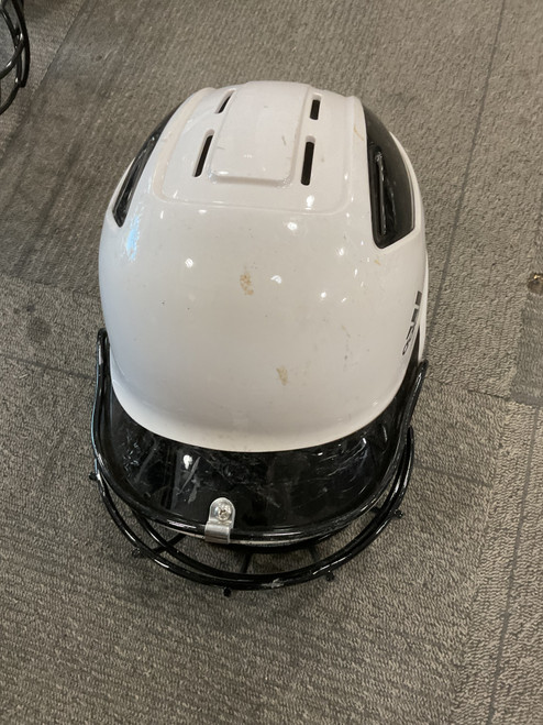 Vist Large View of Product Image Which is Used Adidas TRILOGY FP HELMET Batting Helmet w/Mask White M/L