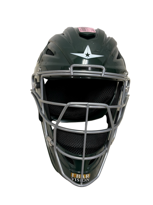 Vist Large View of Product Image Which is Used All-Star Apex System 7 MVP 2510-1 6 1/4 - 7 Junior Baseball Catchers Helmet w/Mask Green mfg 2018